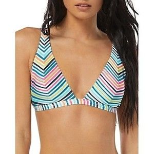 Vince Camuto Triangle Bikini Swim Top, Multi Striped, Nylon/Spandex, Large